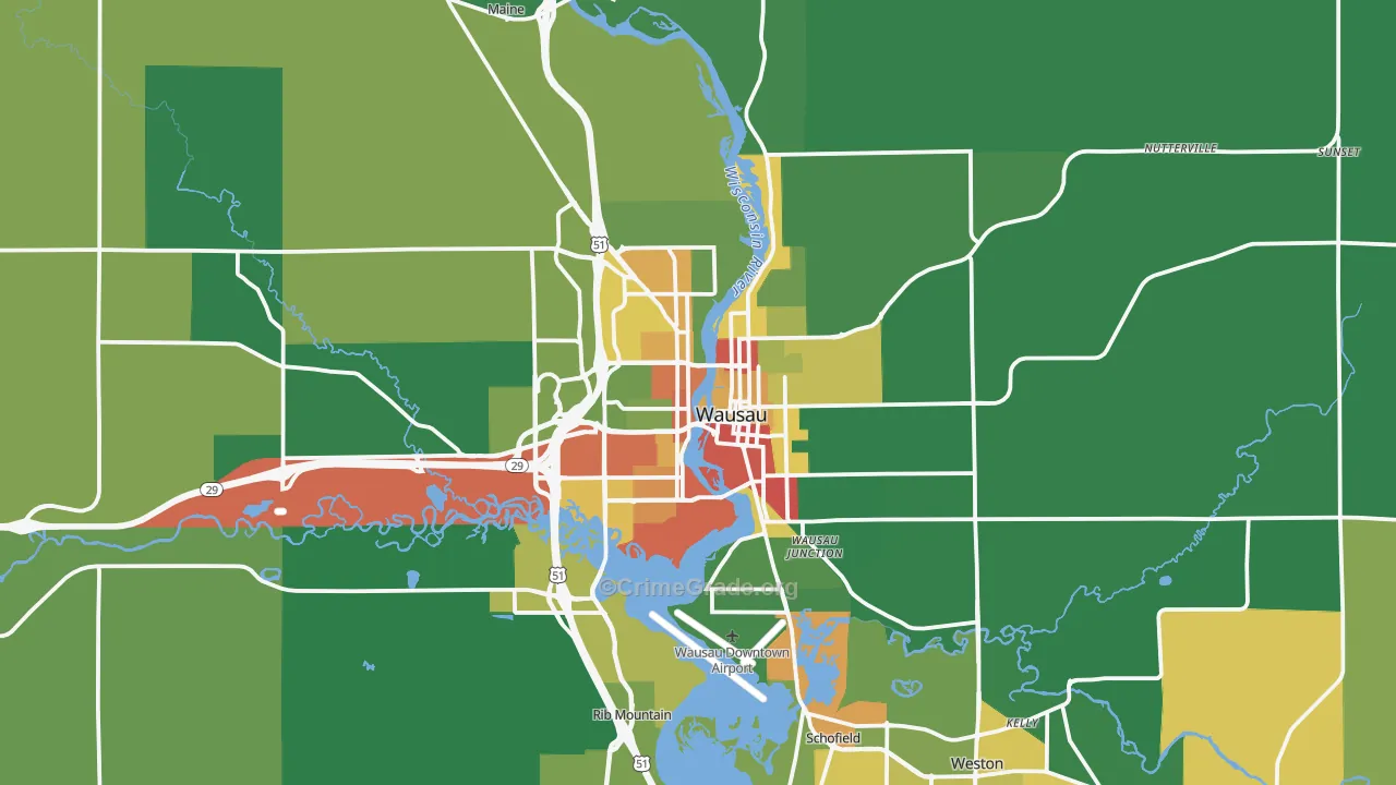 Wausau, WI Map of Vandalism Rates