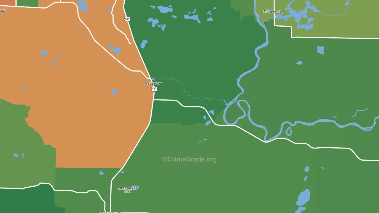 Wausaukee, WI Map of Vandalism Rates