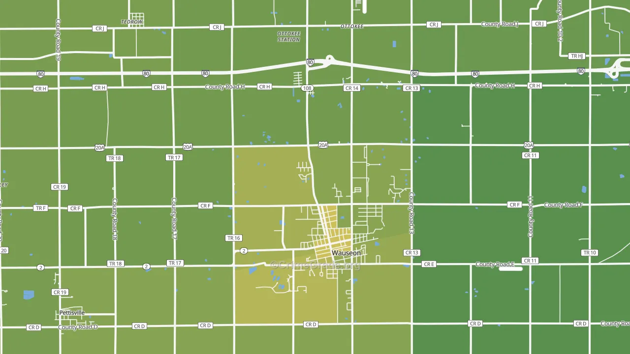 Wauseon, OH Map of Vandalism Rates