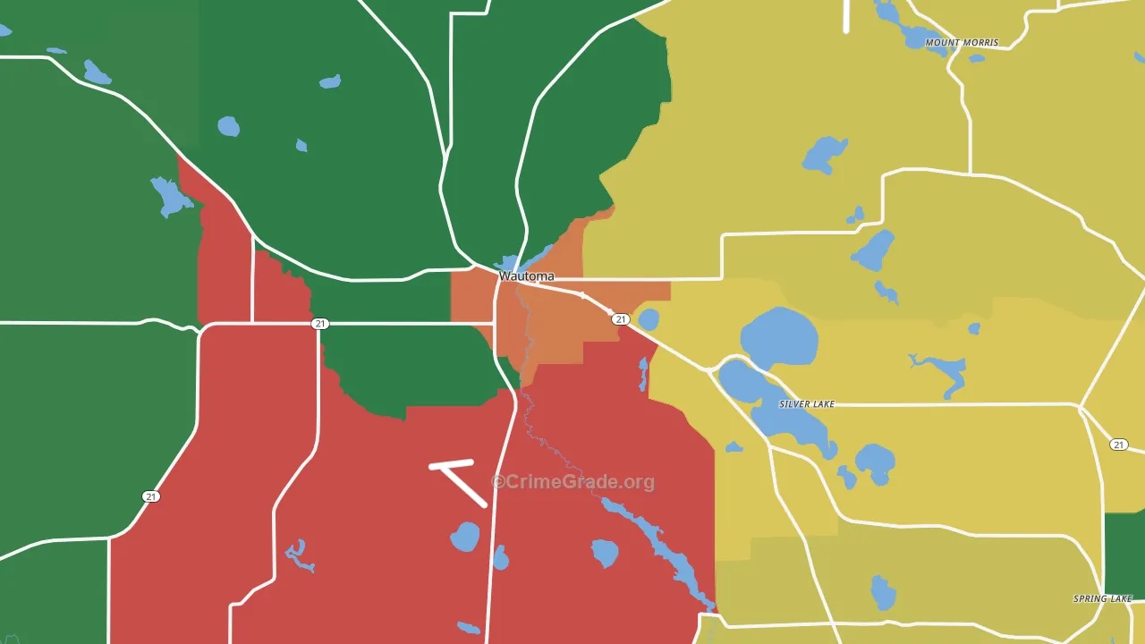 Wautoma, WI Map of Vandalism Rates