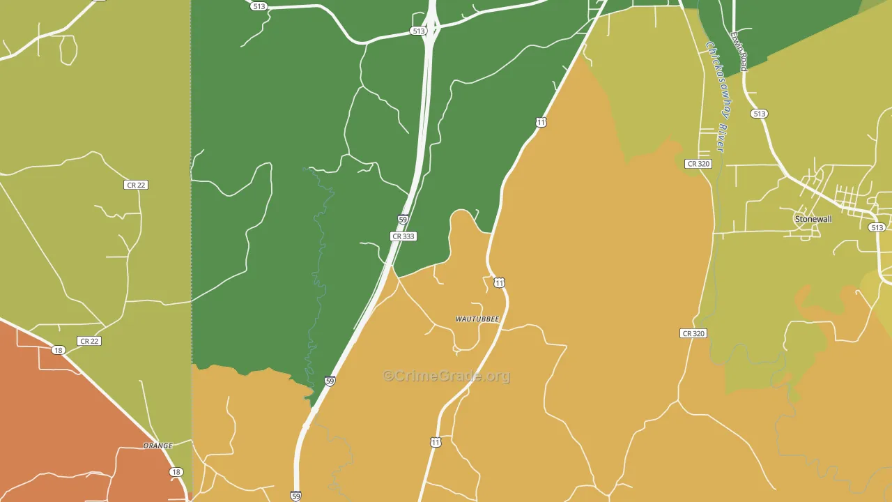 Wautubbee, MS Map of Vandalism Rates