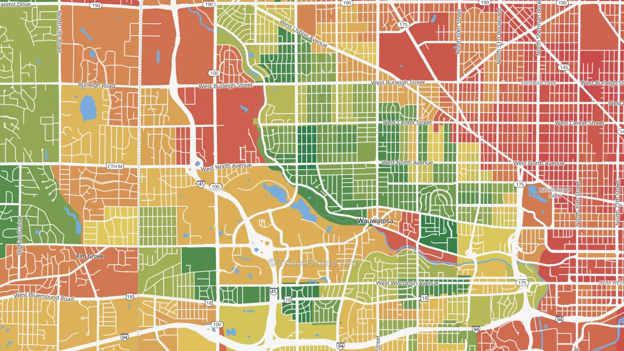Wauwatosa, WI Map of Vandalism Rates