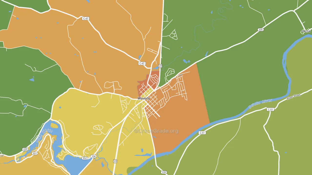 Waverly City, OH Map of Vandalism Rates