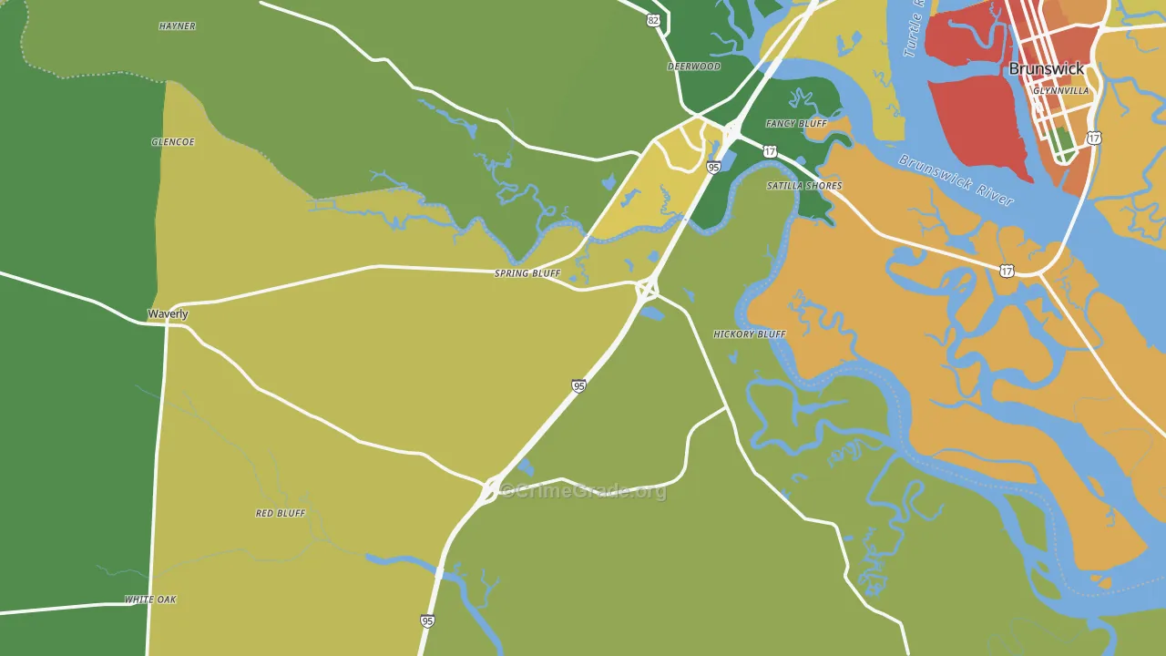 Waverly, GA Map of Vandalism Rates