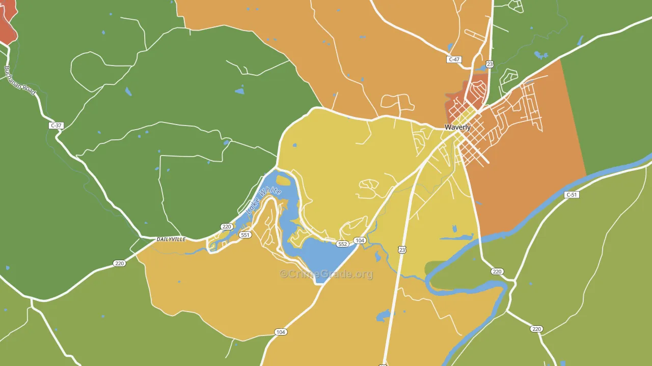 Waverly Gables, OH Map of Vandalism Rates