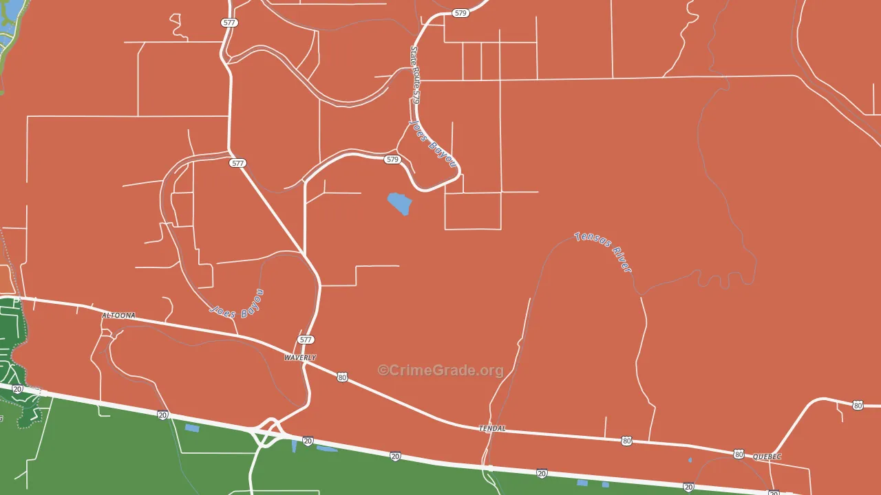 Waverly, LA Map of Vandalism Rates