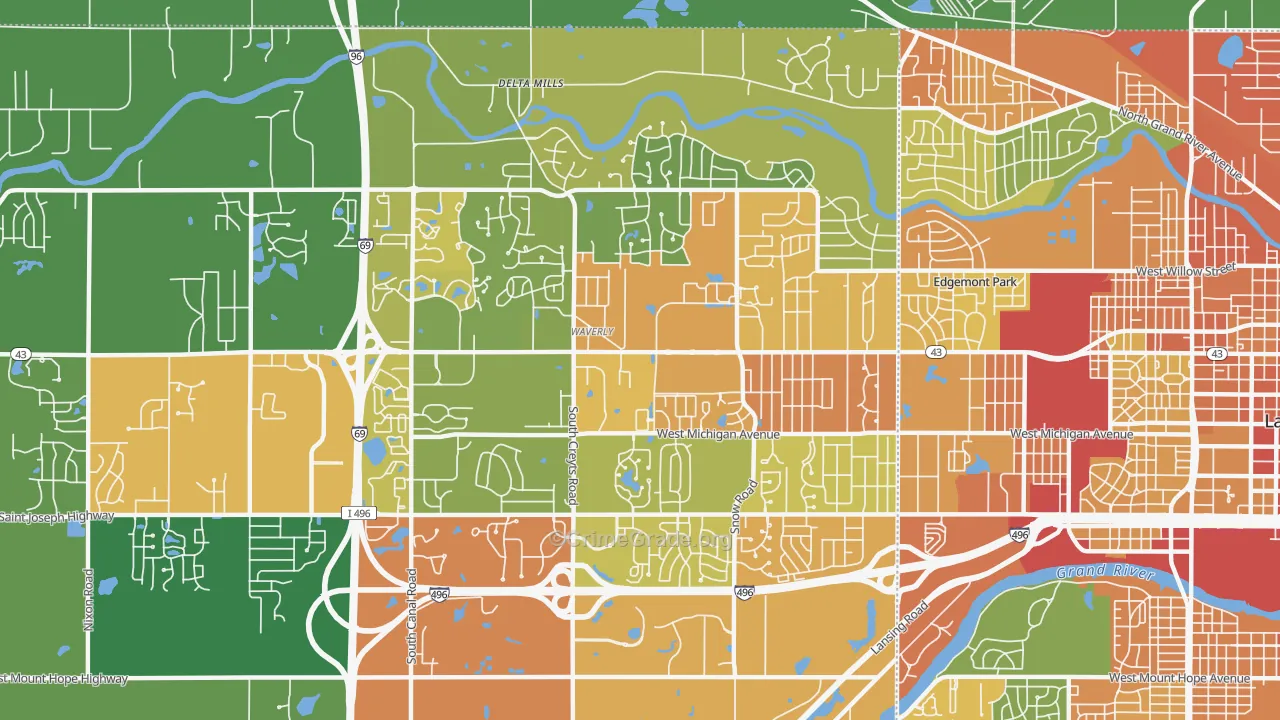 Waverly, MI Map of Vandalism Rates