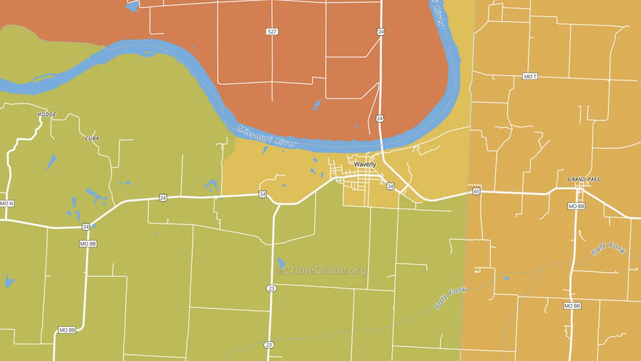 Waverly, MO Map of Vandalism Rates