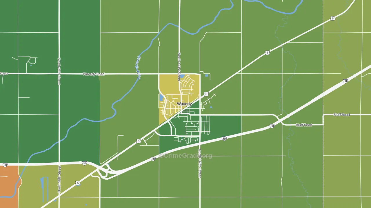 Waverly, NE Map of Vandalism Rates