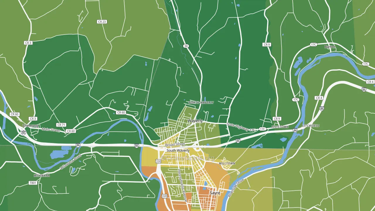 Waverly, NY Map of Vandalism Rates