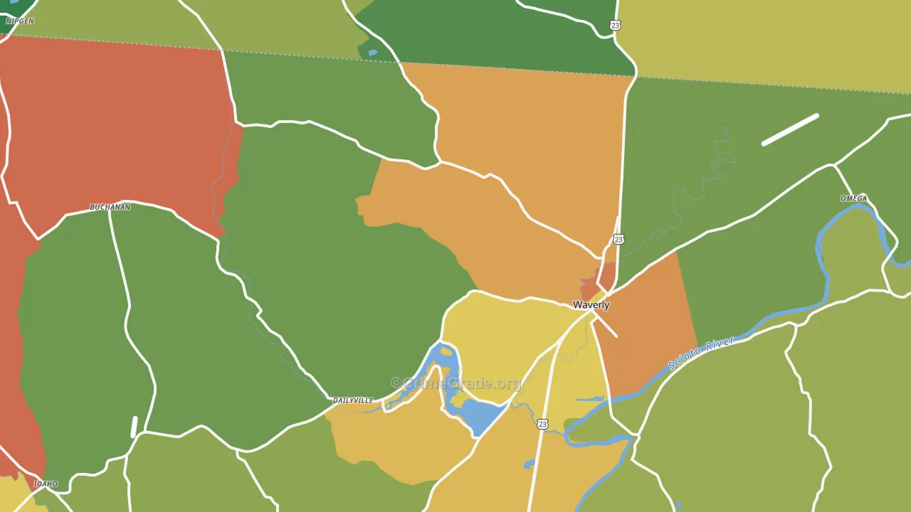 Waverly, OH Map of Vandalism Rates