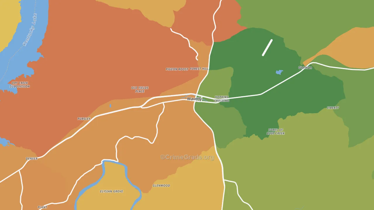 Waverly, TN Map of Vandalism Rates