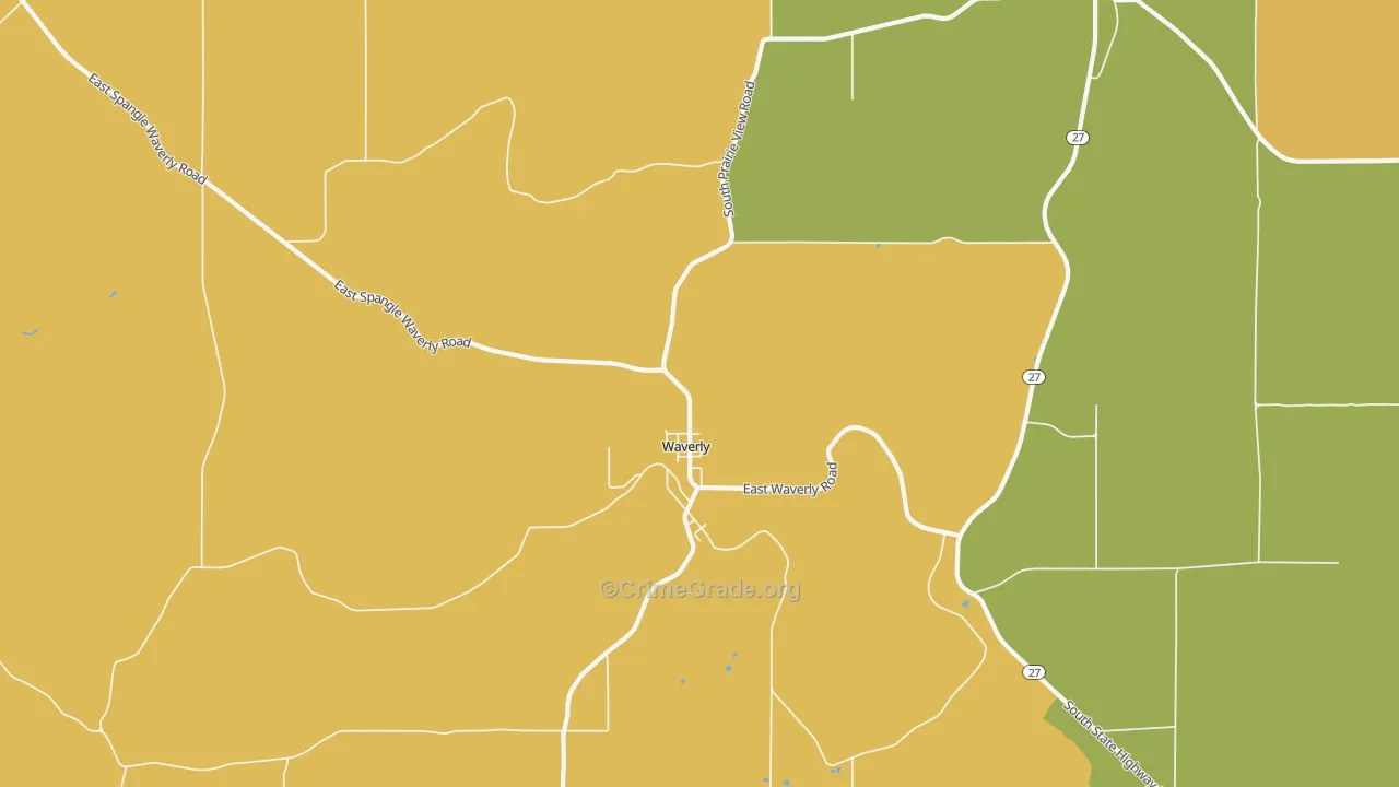 Waverly, WA Map of Vandalism Rates