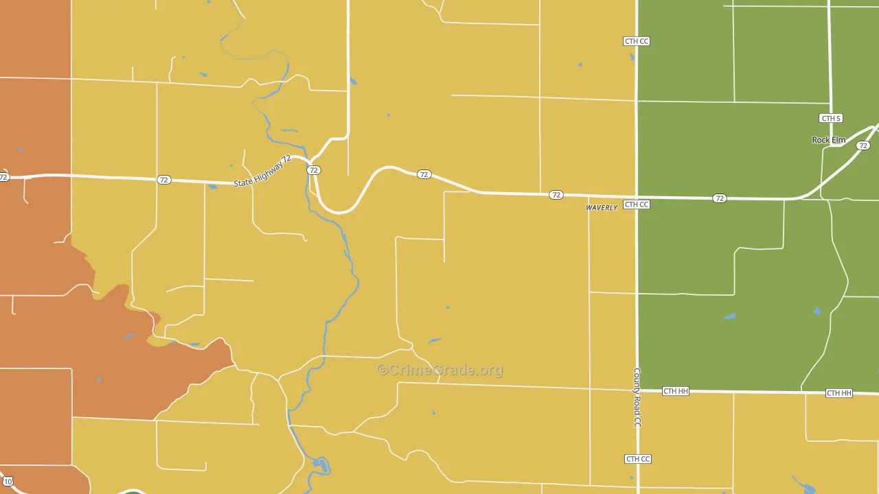 Waverly, WI Map of Vandalism Rates