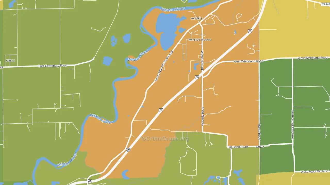 Waverly Woods, IN Map of Vandalism Rates