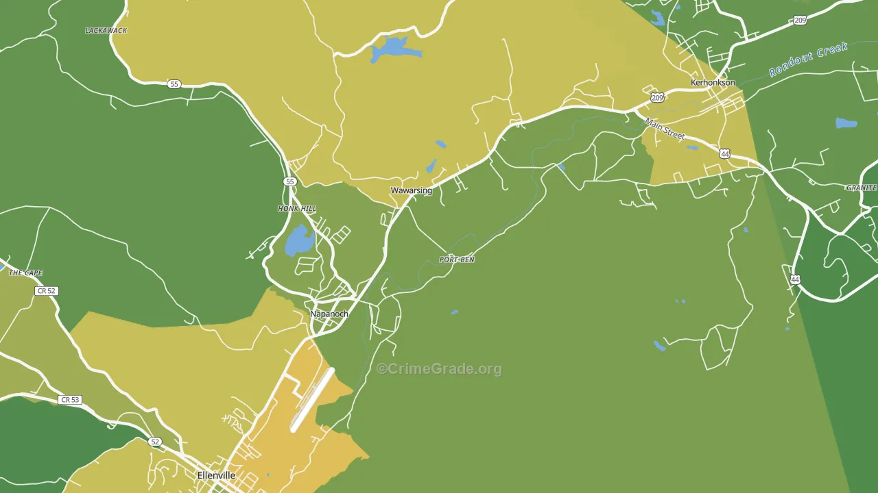 Wawarsing, NY Map of Vandalism Rates