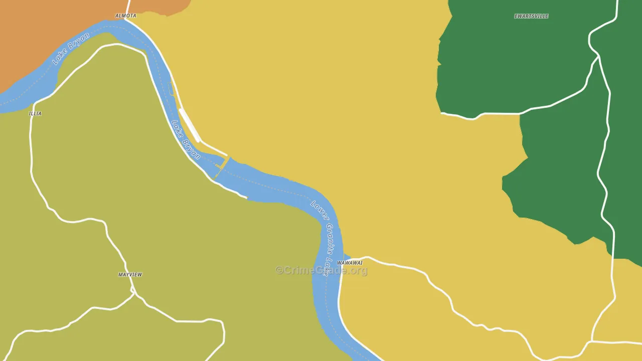 Wawawai, WA Map of Vandalism Rates