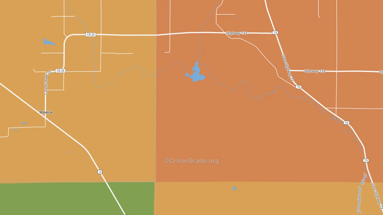 Wawina, MN Map of Vandalism Rates