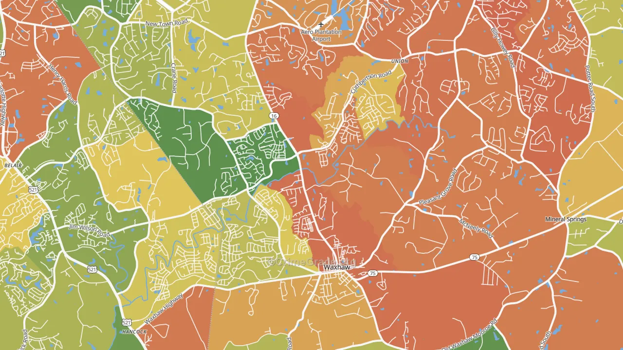 Waxhaw, NC Map of Vandalism Rates