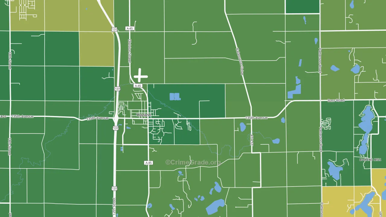 Wayland, MI Map of Vandalism Rates