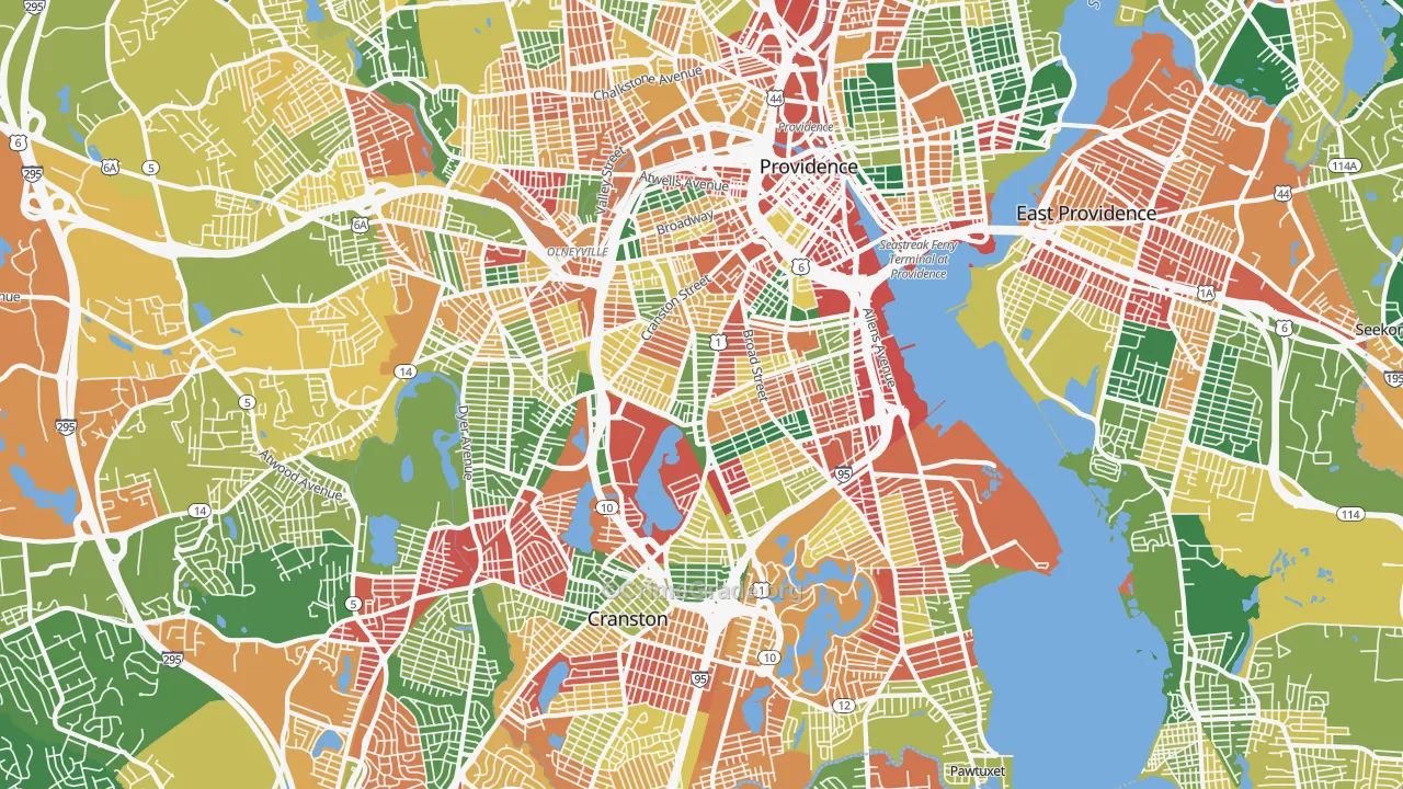 Wayland, Providence, RI Map of Vandalism Rates