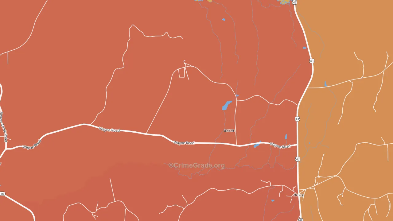 Wayne, AL Map of Vandalism Rates