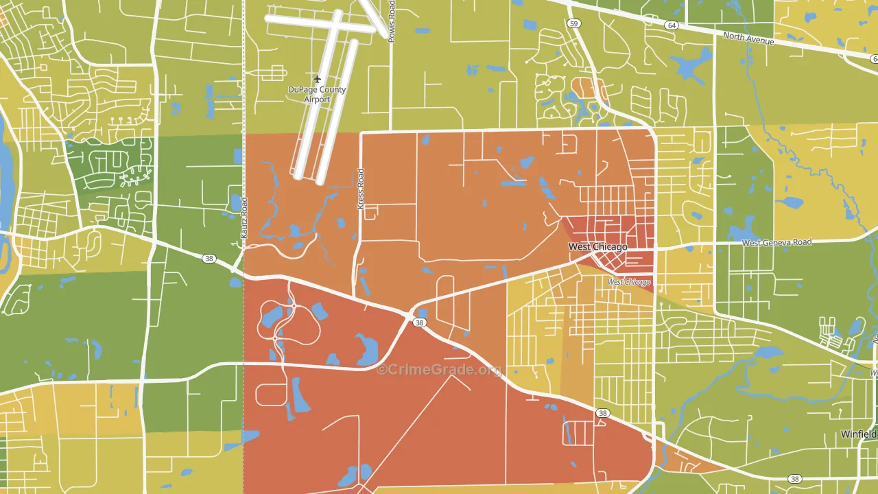 Wayne Center, IL Map of Vandalism Rates