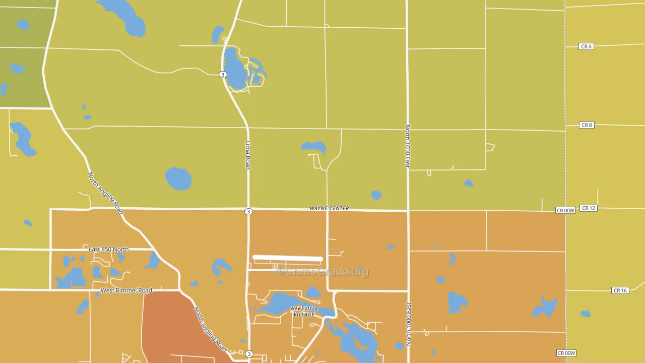 Wayne Center, IN Map of Vandalism Rates