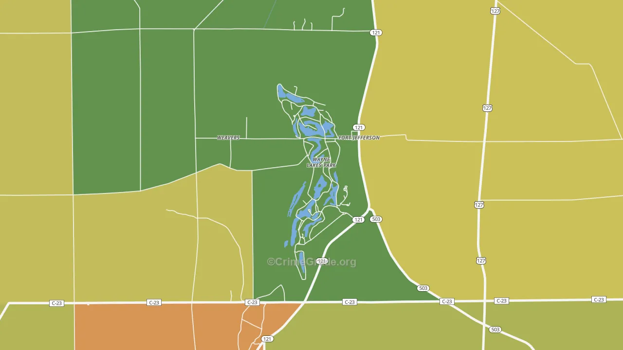Wayne Lakes, OH Map of Vandalism Rates