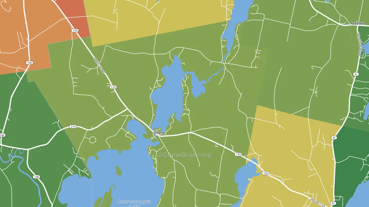 Wayne, ME Map of Vandalism Rates