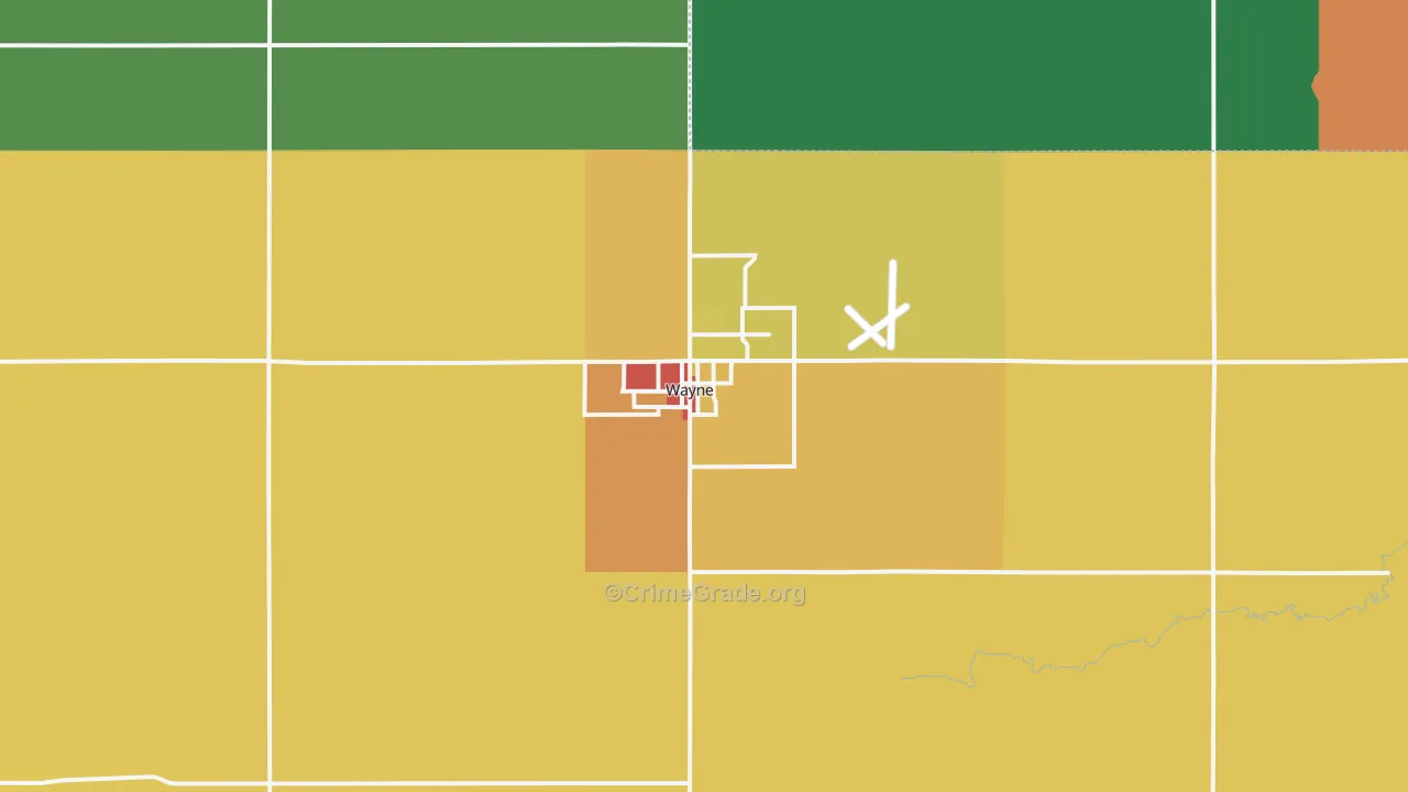 Wayne, NE Map of Vandalism Rates