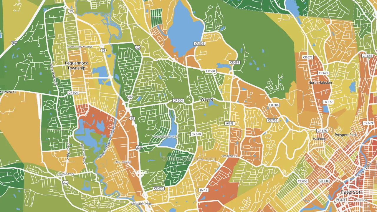 Wayne, NJ Map of Vandalism Rates