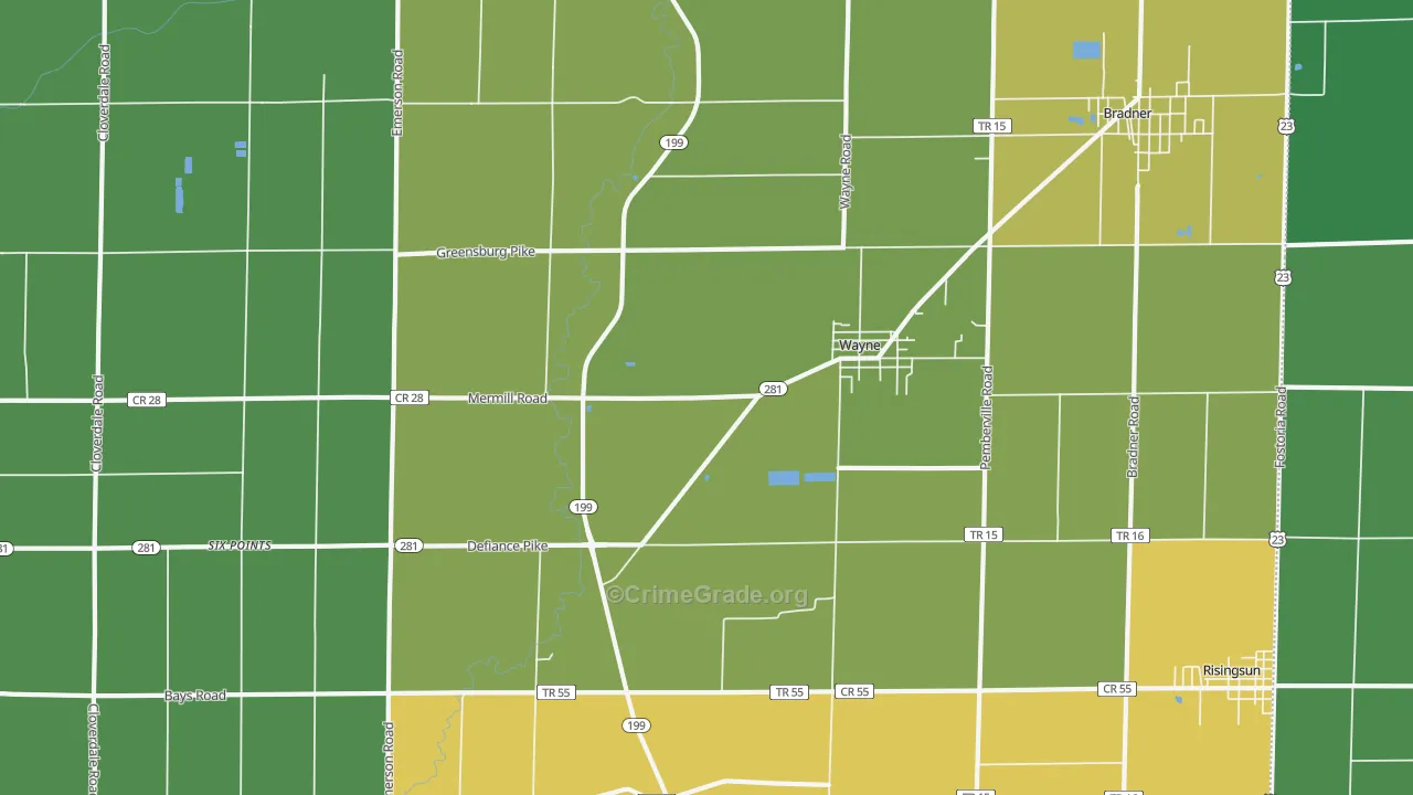Wayne, OH Map of Vandalism Rates