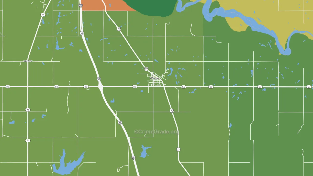 Wayne, OK Map of Vandalism Rates