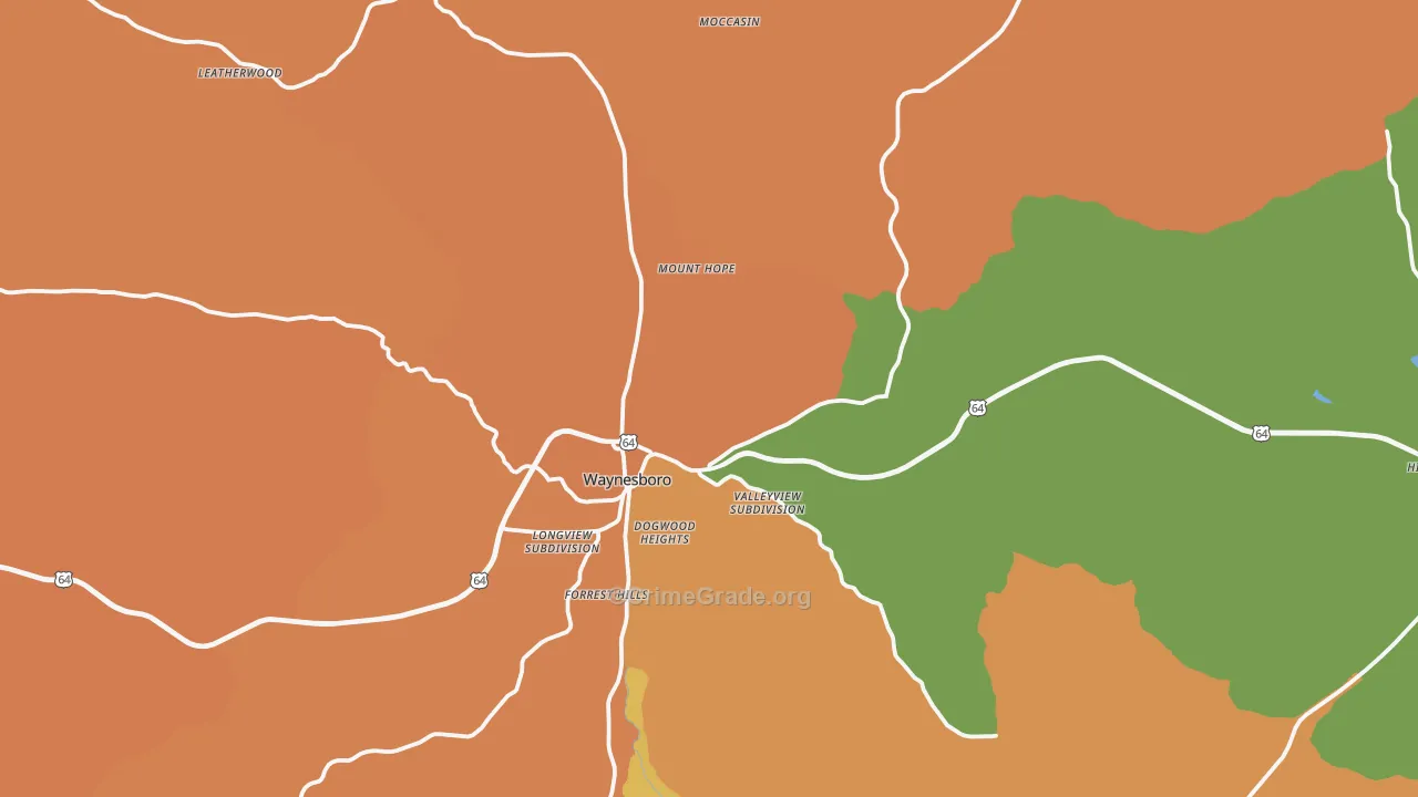 Waynesboro, TN Map of Vandalism Rates
