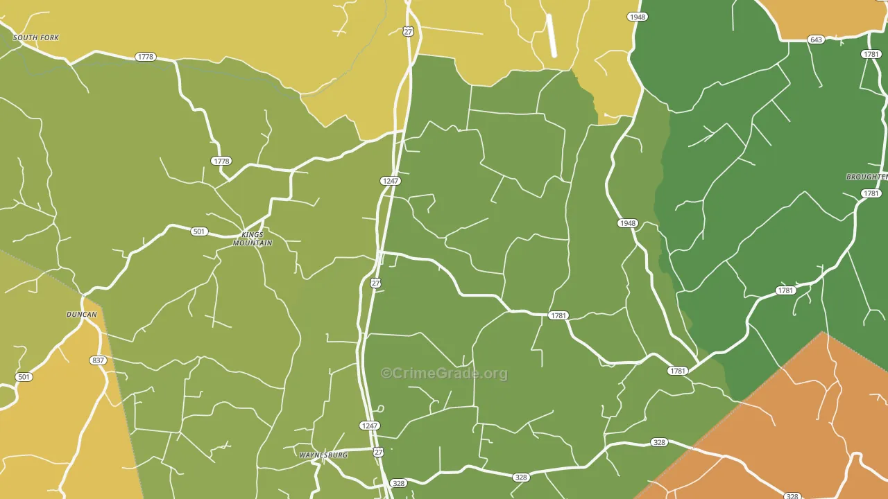 Waynesburg, KY Map of Vandalism Rates