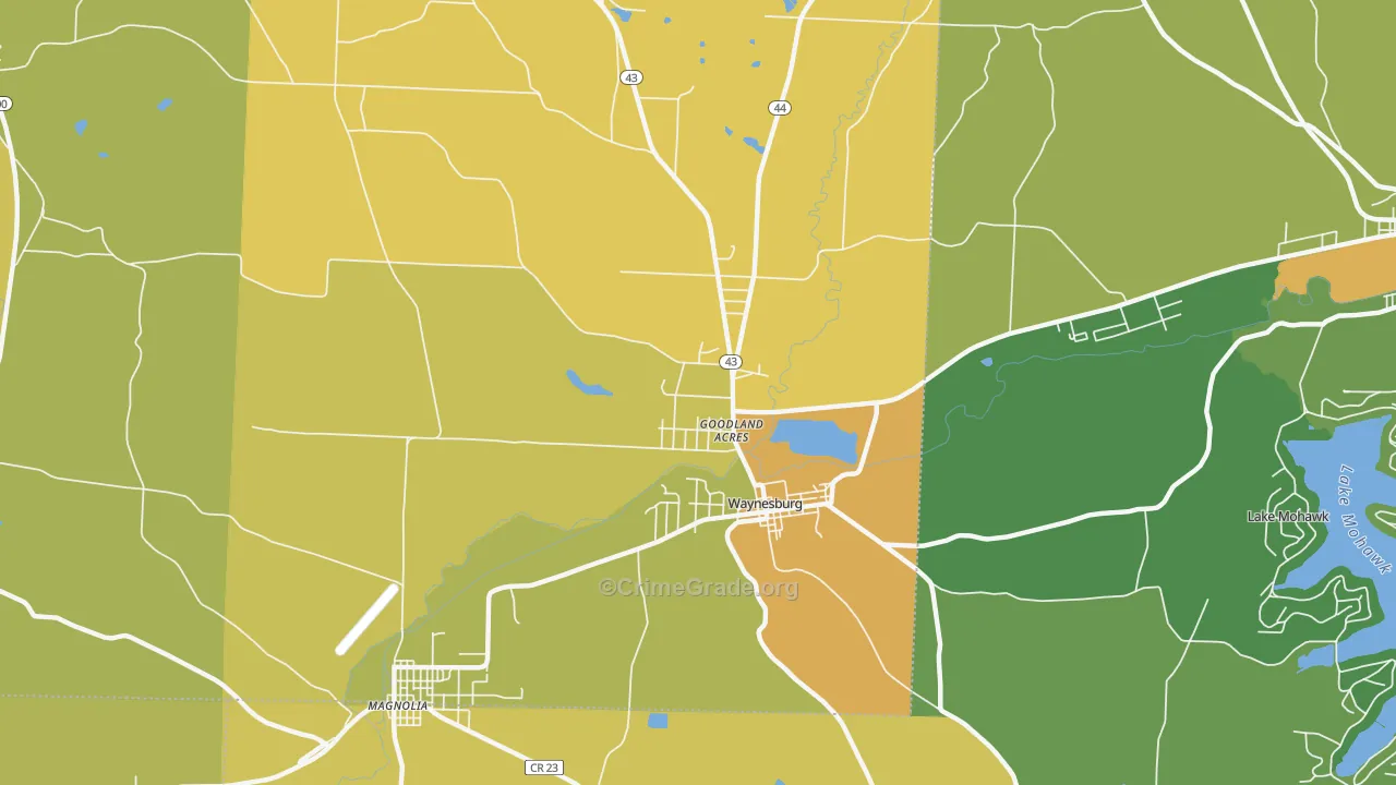 Waynesburg, OH Map of Vandalism Rates