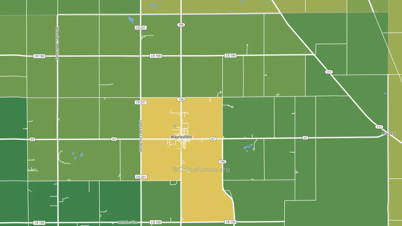 Waynesfield, OH Map of Vandalism Rates