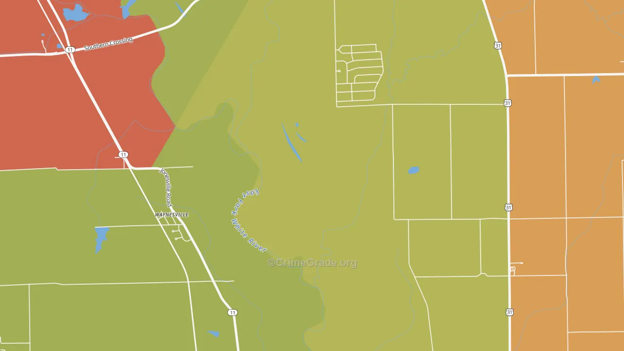 Waynesville, IN Map of Vandalism Rates