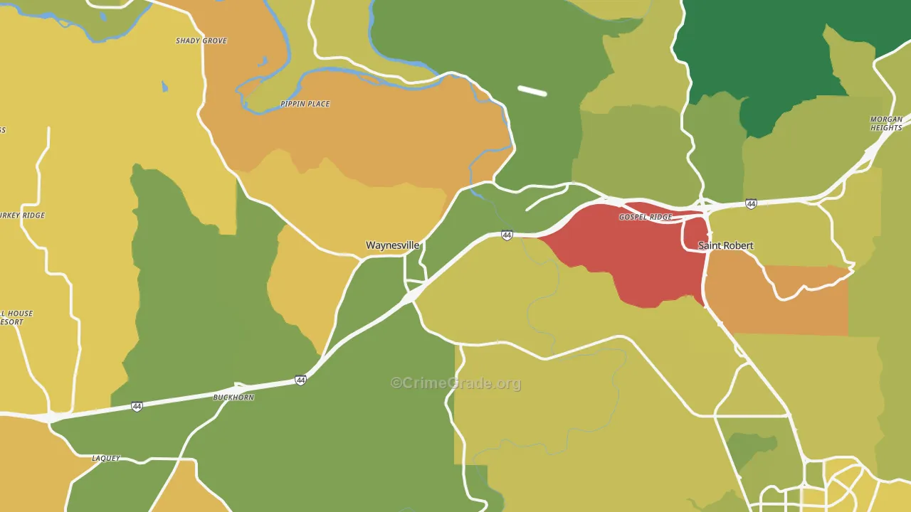 Waynesville, MO Map of Vandalism Rates