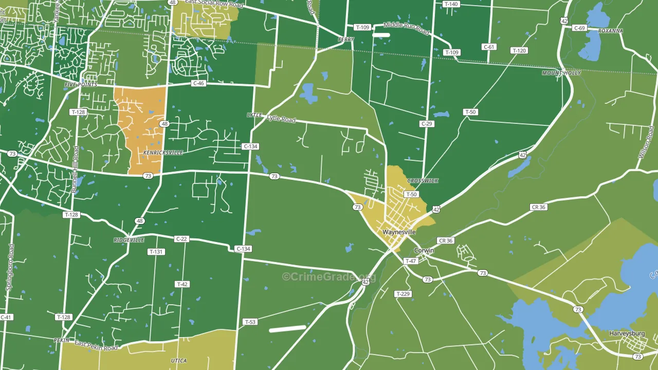 Waynesville, OH Map of Vandalism Rates