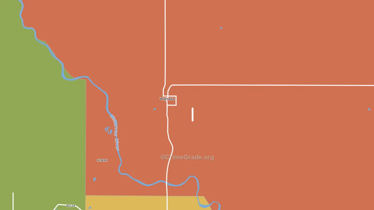 Waynoka, OK Map of Vandalism Rates