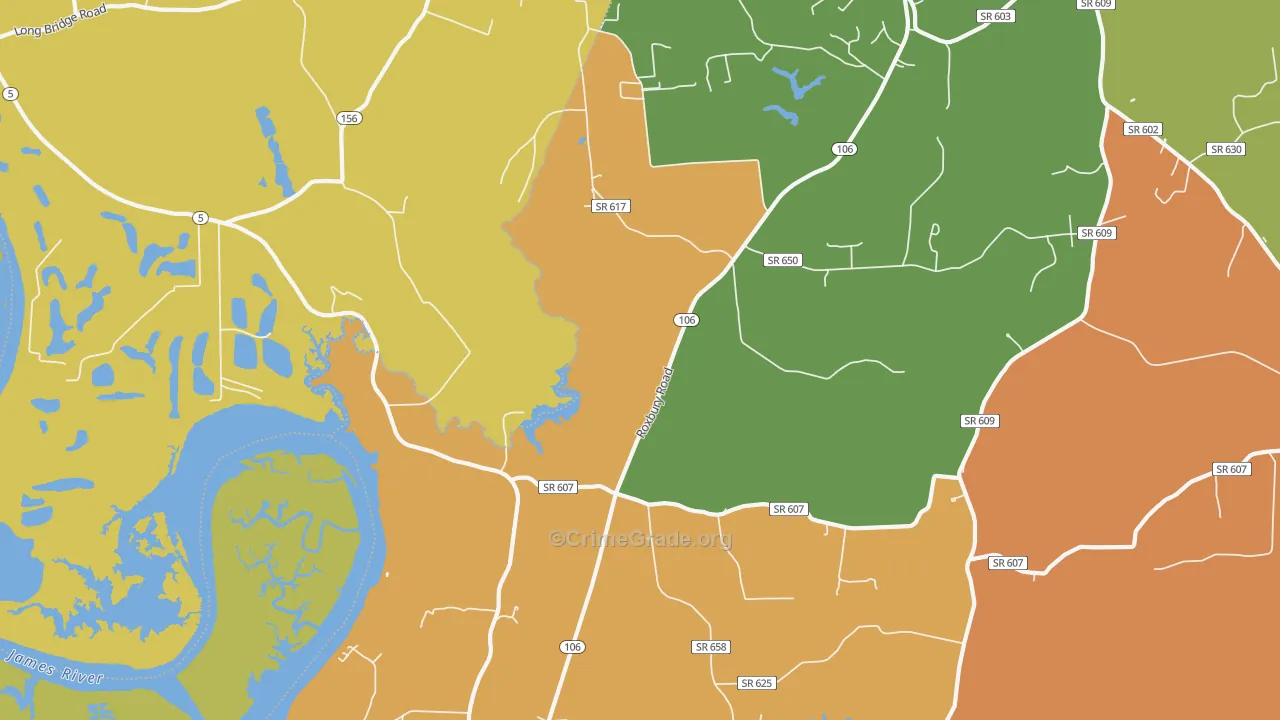 Wayside, VA Map of Vandalism Rates