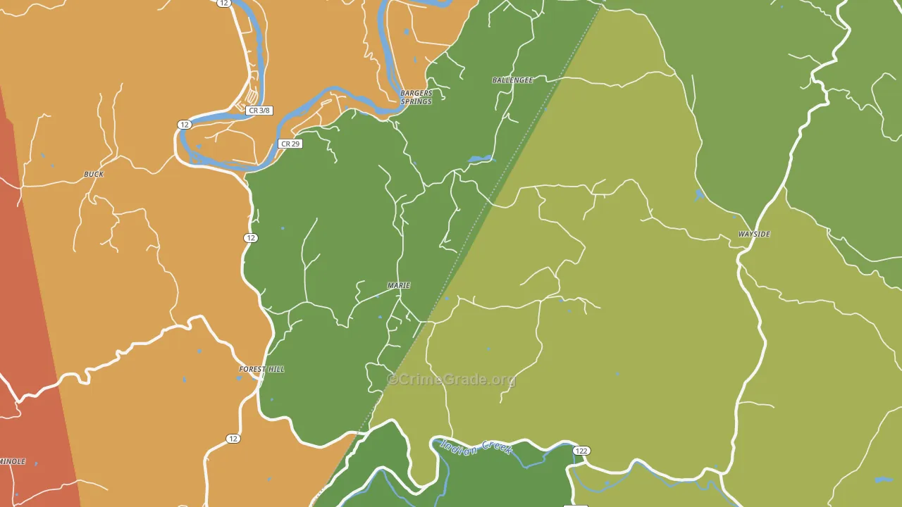 Wayside, WV Map of Vandalism Rates