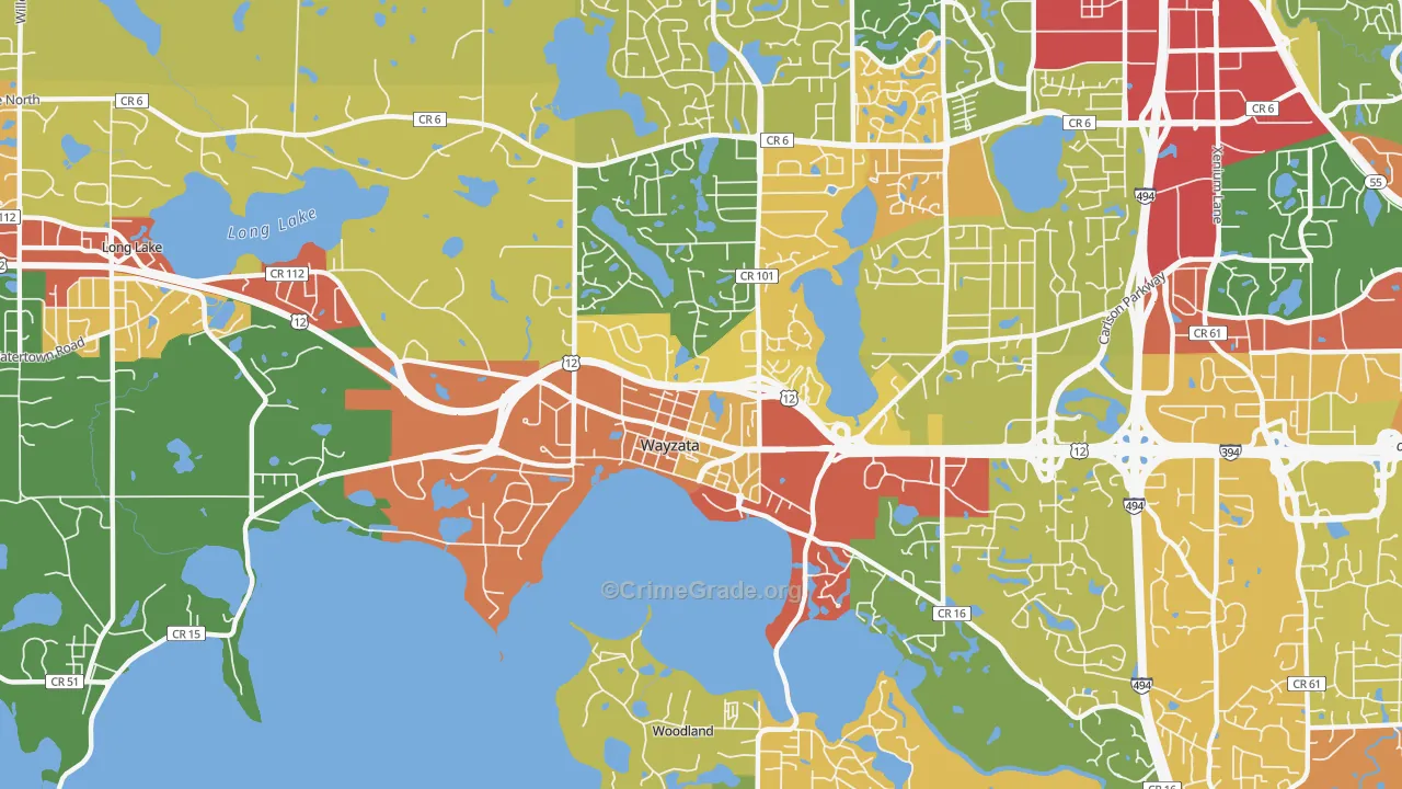Wayzata, MN Map of Vandalism Rates