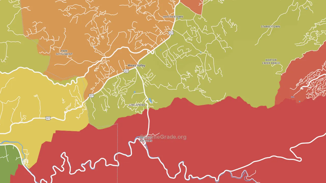 Wear Valley, TN Map of Vandalism Rates