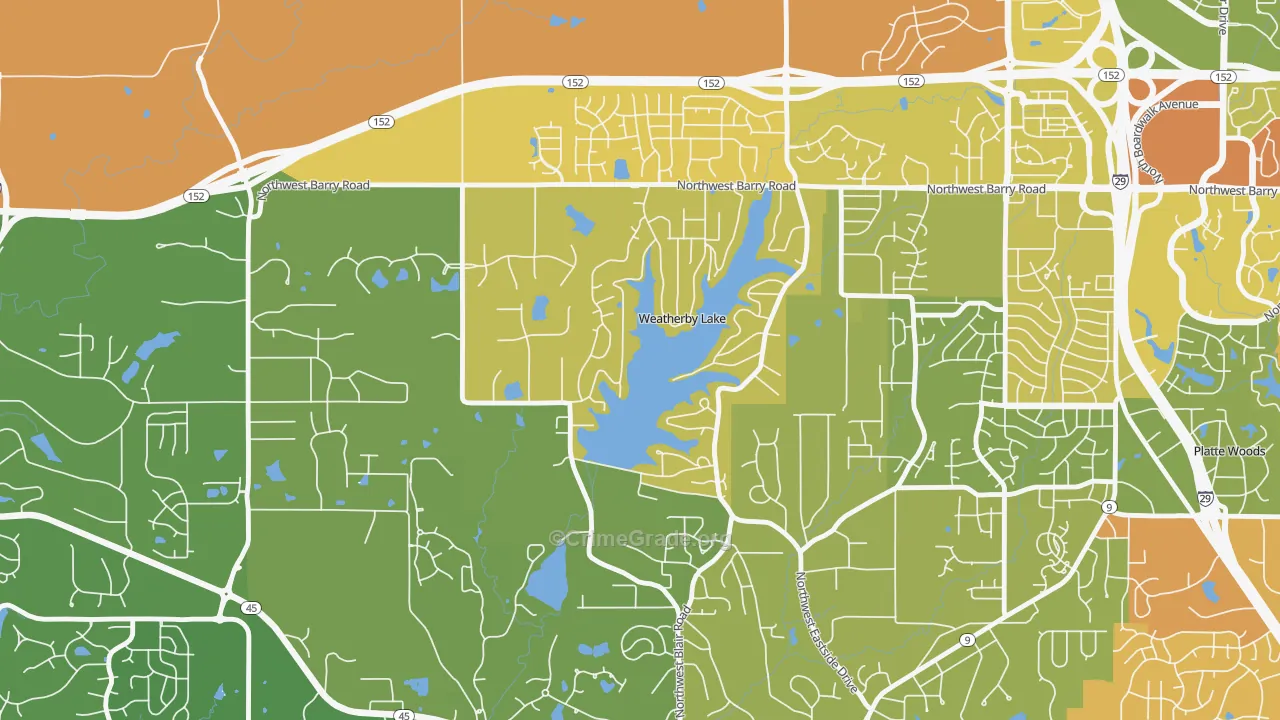 Weatherby Lake, MO Map of Vandalism Rates