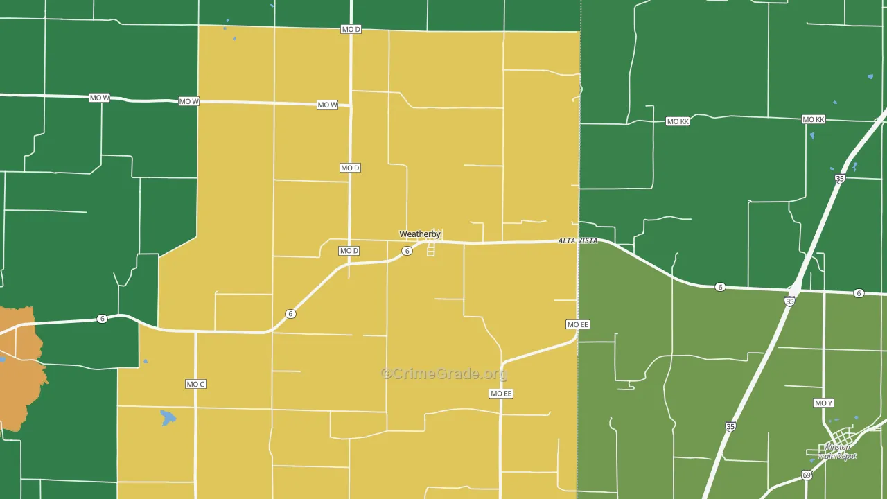 Weatherby, MO Map of Vandalism Rates
