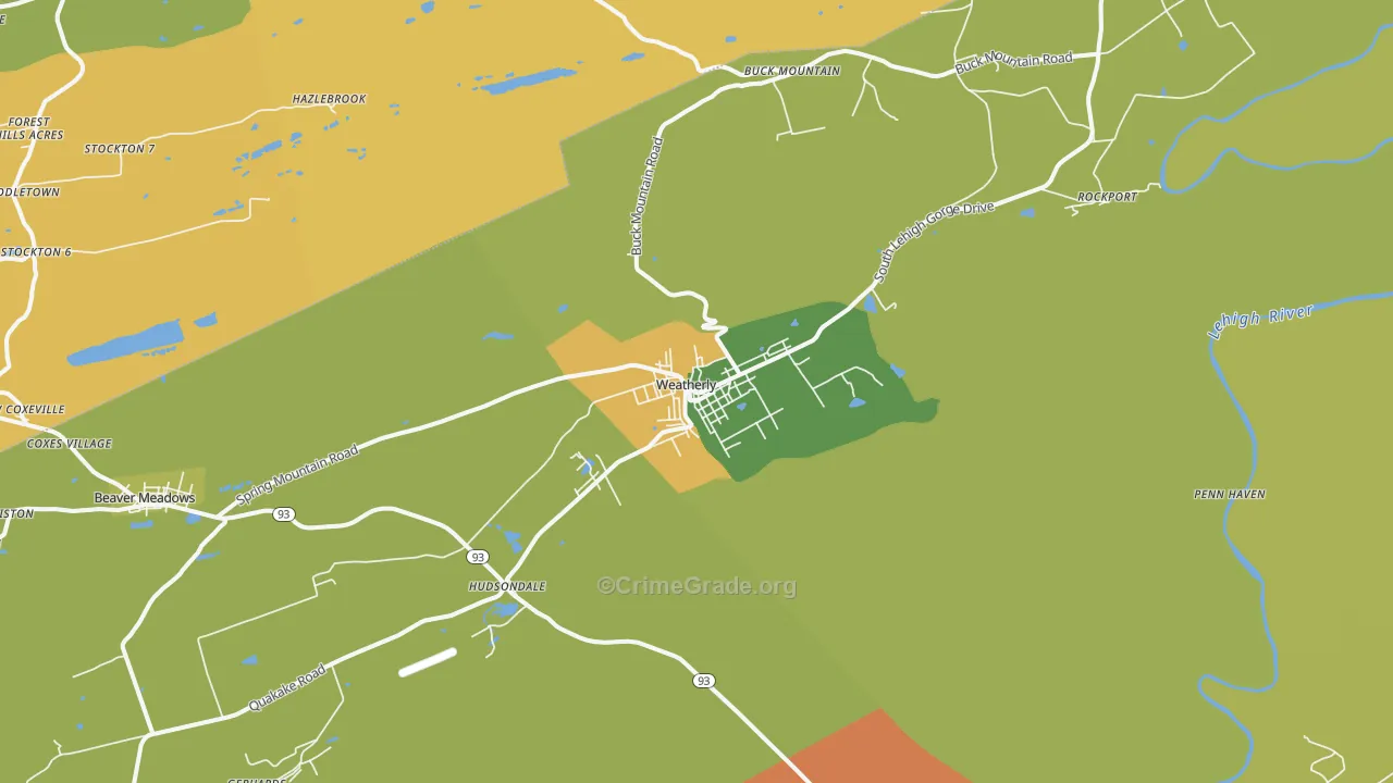 Weatherly, PA Map of Vandalism Rates