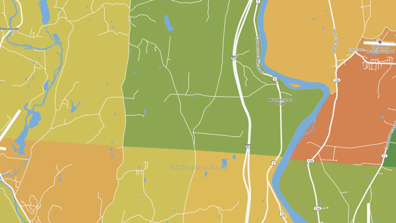 Weathersfield Bow, VT Map of Vandalism Rates